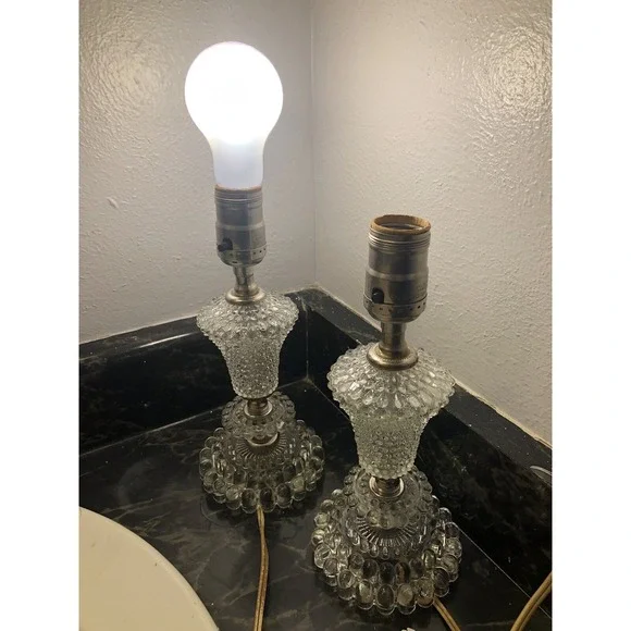Vintage glass bubble style lamps 10"  (2) - Picture 2 of 6